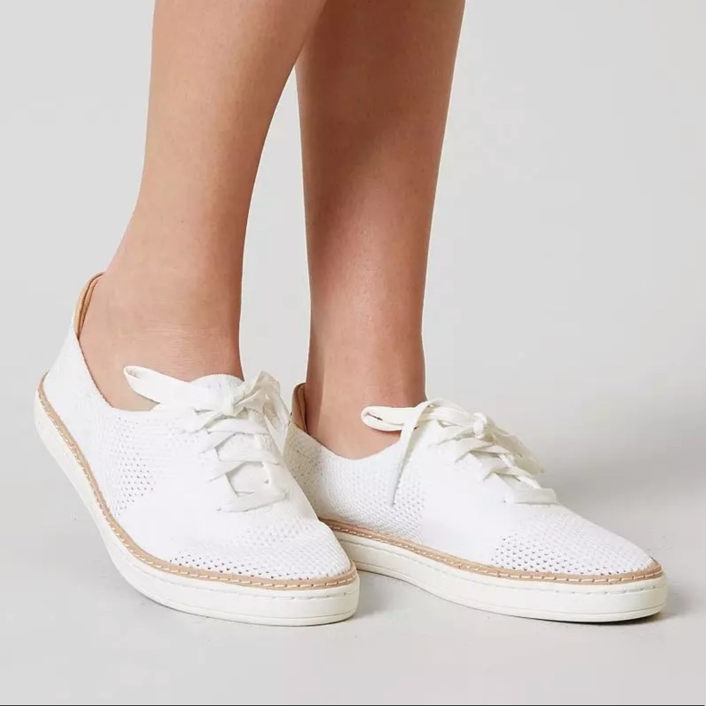 UGG White Knit Pinkett Lace Up Sneaker-7.5